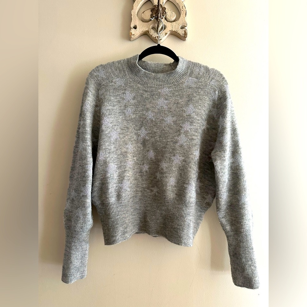 Ann Taylor Gray Stars Sweater Size Medium
